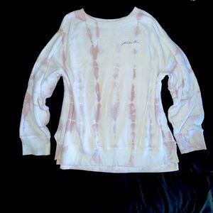 Victorias Secret Pink Tie-Dye Long Sleeve Sweatshirt Size  Large Terry Cloth
